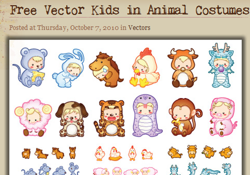 free_vector_kids_in_animal_sostumes