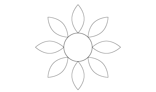 グループ化した花びらを複製。45°回転